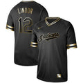 Francisco Lindor #12 Cleveland Indians Authentic Baseball Jersey - Black Gold