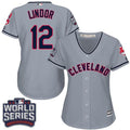Francisco Lindor #12 Cleveland Indians Womens 2016 World Series Bound Road Limited Jersey - Grey