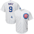 Javier Baez #9 Chicago Cubs Majestic 2016 Home World Series Champions Team Logo Patch Limited Player Jersey - White
