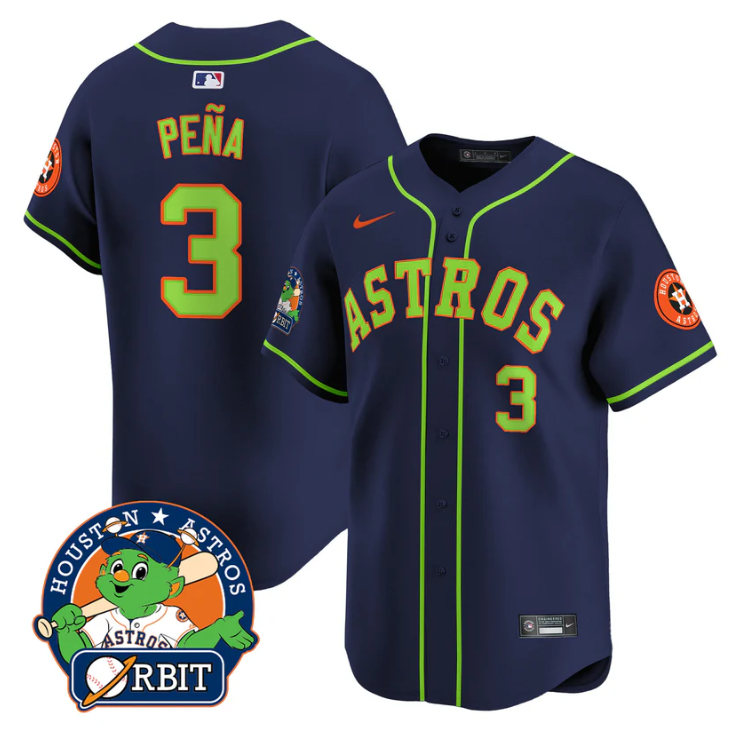 Jeremy Pena #3 Houston Astros Orbit Patch Vapor Premier Limited V2 Jersey - Navy