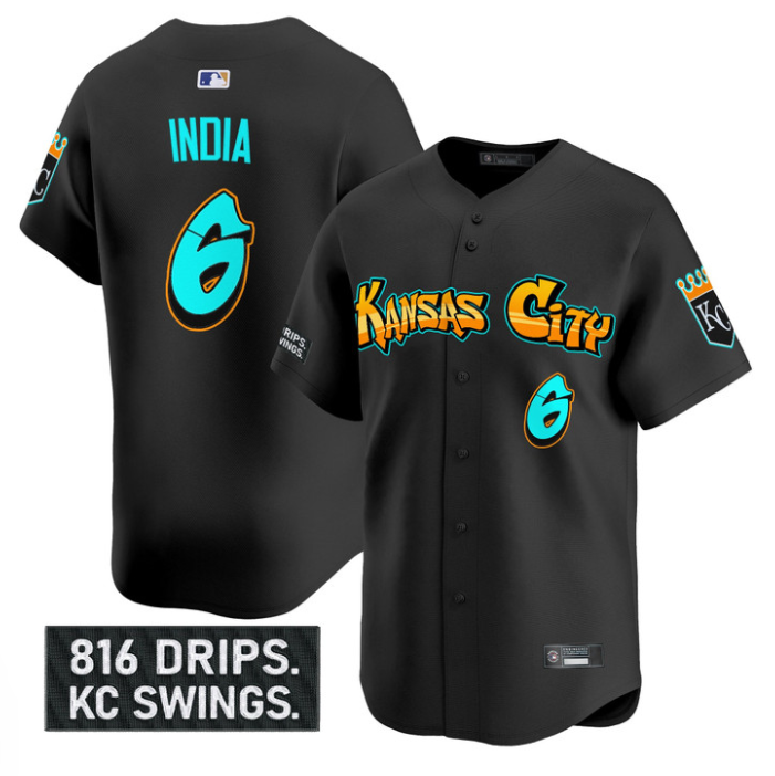 Jonathan India #6 Kansas City Royals Graffiti Crown Drop Limited Jersey