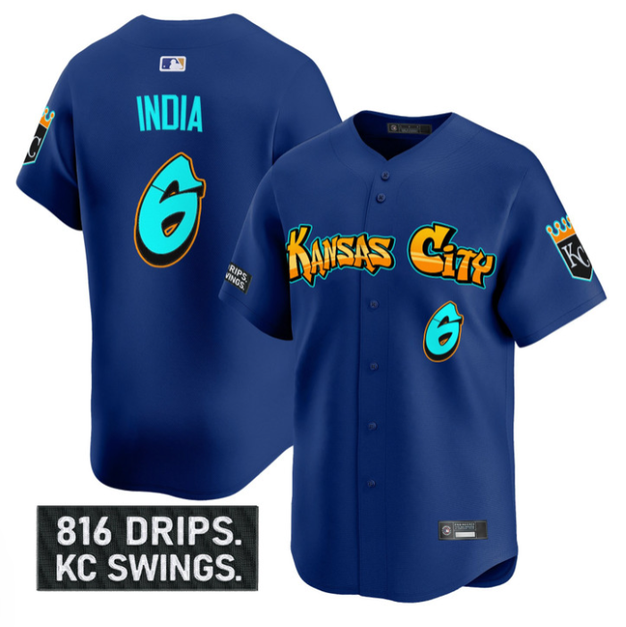 Jonathan India #6 Kansas City Royals Graffiti Crown Drop Limited Jersey - Royal