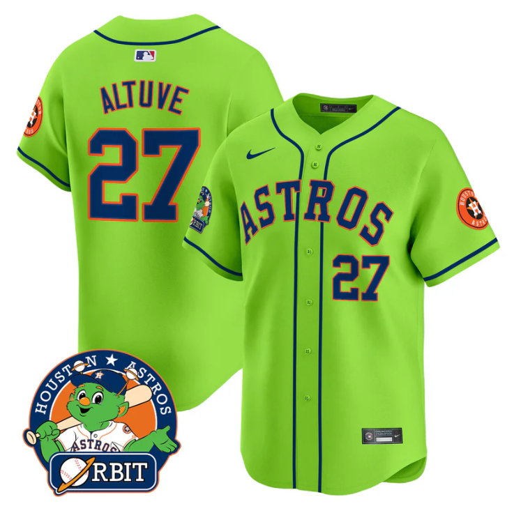 Jos Altuve #27 Houston Astros Orbit Patch Vapor Premier Limited V2 Jersey - Green