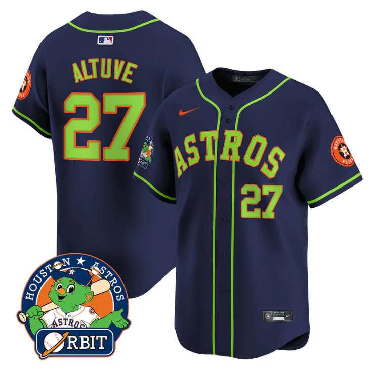 Jos Altuve #27 Houston Astros Orbit Patch Vapor Premier Limited V2 Jersey - Navy