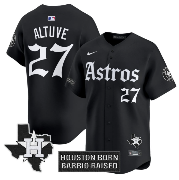 Jos Altuve #27 Houston Astros Gothic Edition Vapor Premier Limited Jersey