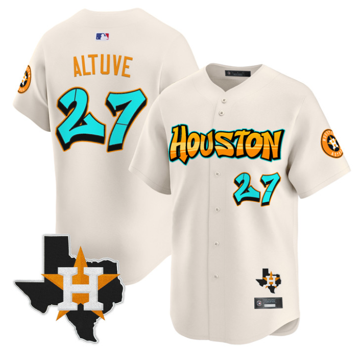 Jos Altuve #27 Houston Astros Graffiti H-Town Edition Limited Jersey - Cream