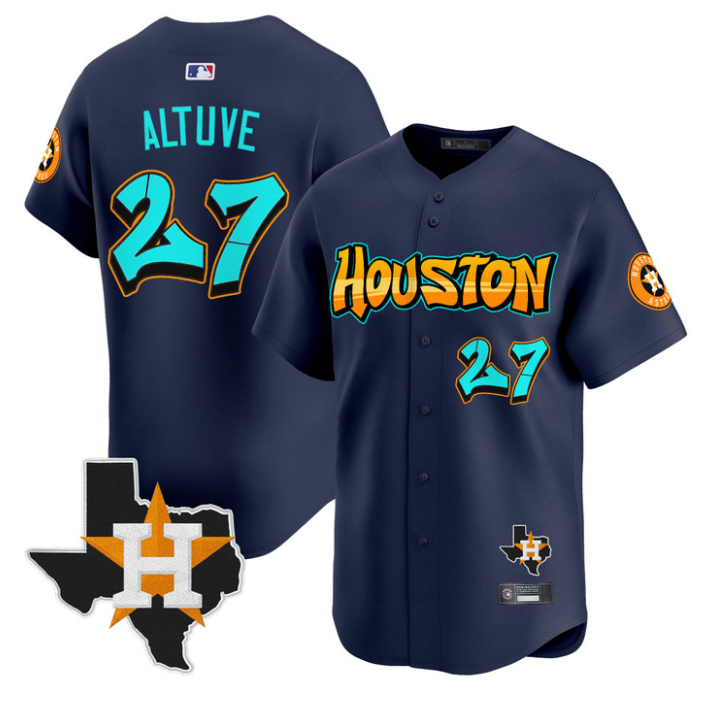 Jos Altuve #27 Houston Astros Graffiti H-Town Edition Limited Jersey - Navy