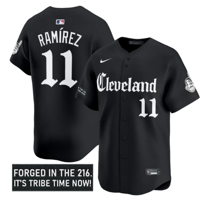 Jos Ramrez #11 Cleveland Indians Gothic Iron Edition Limited Jersey - Black
