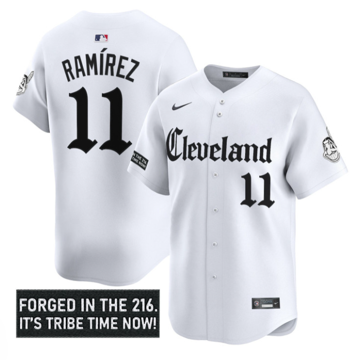 Jos Ramrez #11 Cleveland Indians Gothic Iron Edition Whie Limited Jersey