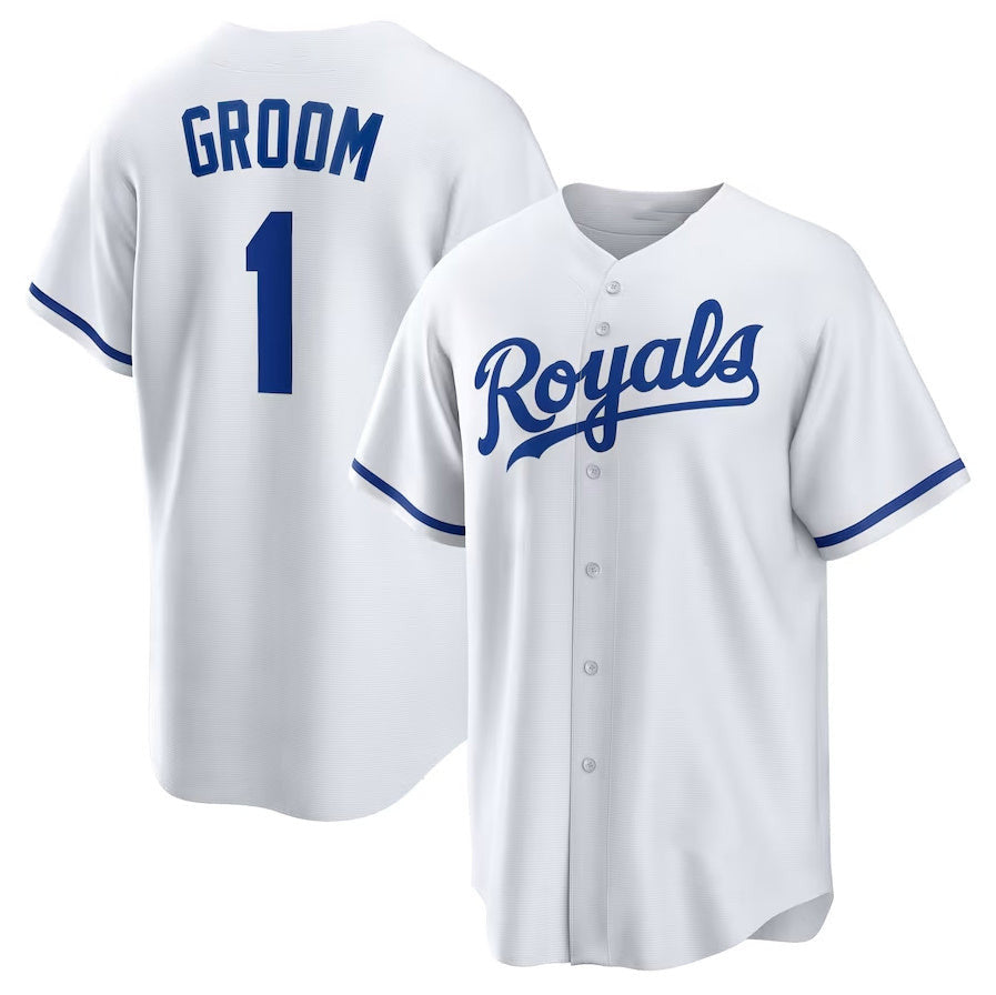 Kansas City Royals #1 Groom Home Baseball Limited Jersey - White