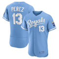 Light Blue #13 Kansas City Royals 2022 Salvador P|Rez Alternate Authentic Player Jersey