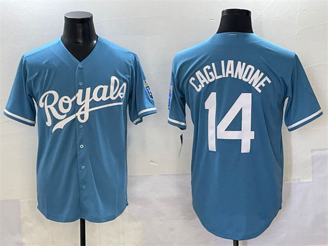 Light Blue #14 Kansas City Royals Jac Caglianone Cool Base Baseball Jer Limited Jersey