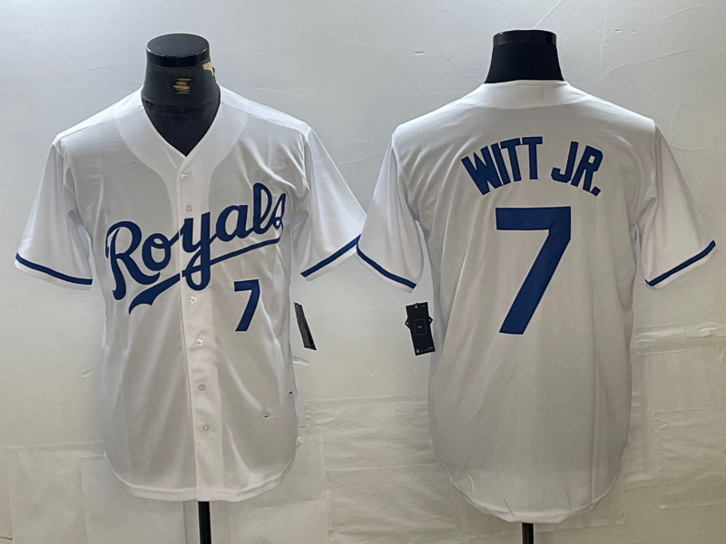 Bobby Witt Jr #7 Kansas City Royals Number Cool Base Baseball Jer Limited Jersey - White