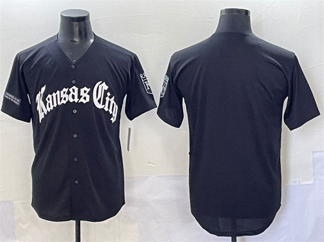 Gothic Crown #00 Kansas City Royals Blank ' Edition' Vapor Premier Limited Stit Jersey - Black