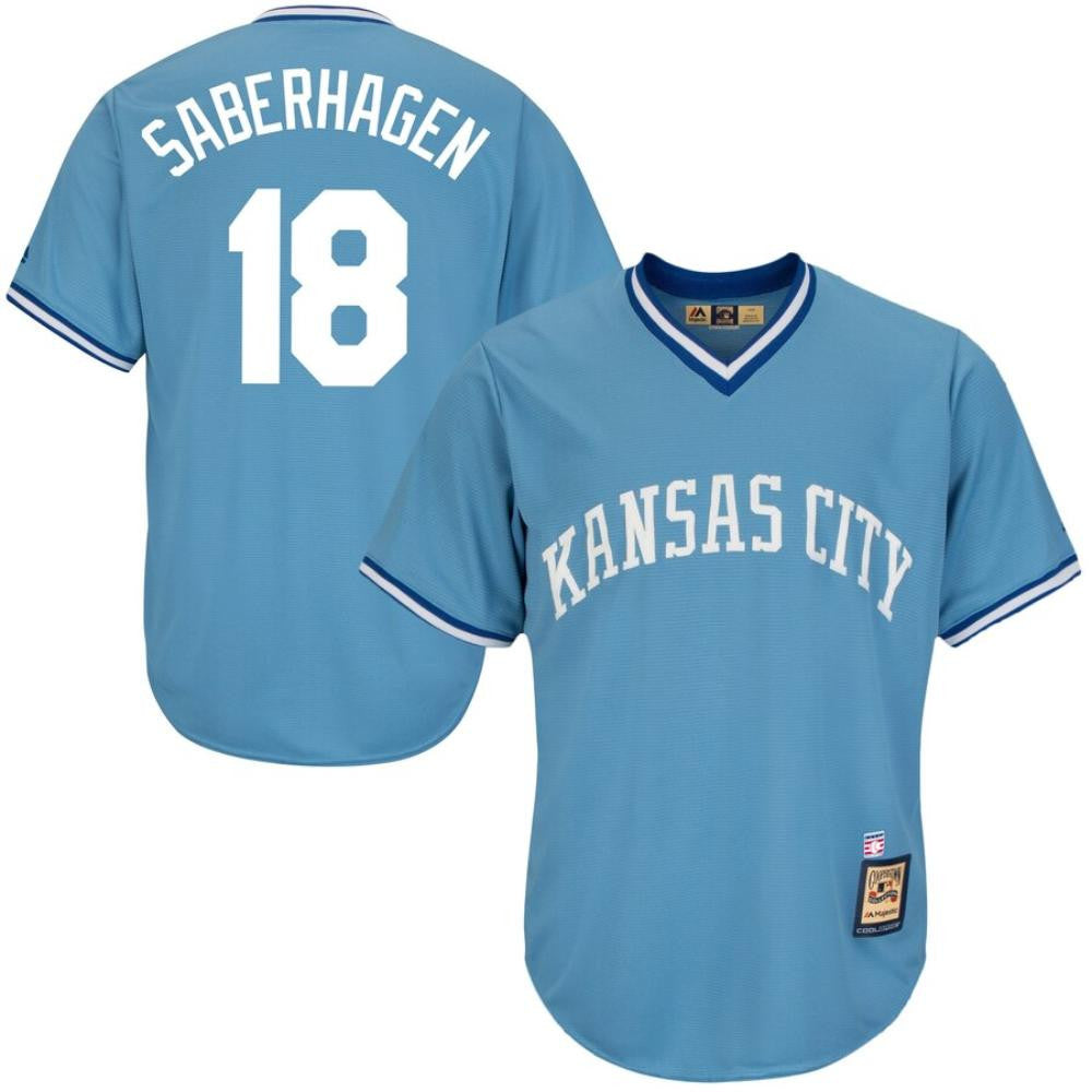 Kansas City Royals Bret Saberhagen Throwback Pullover Limited Jersey - Blue