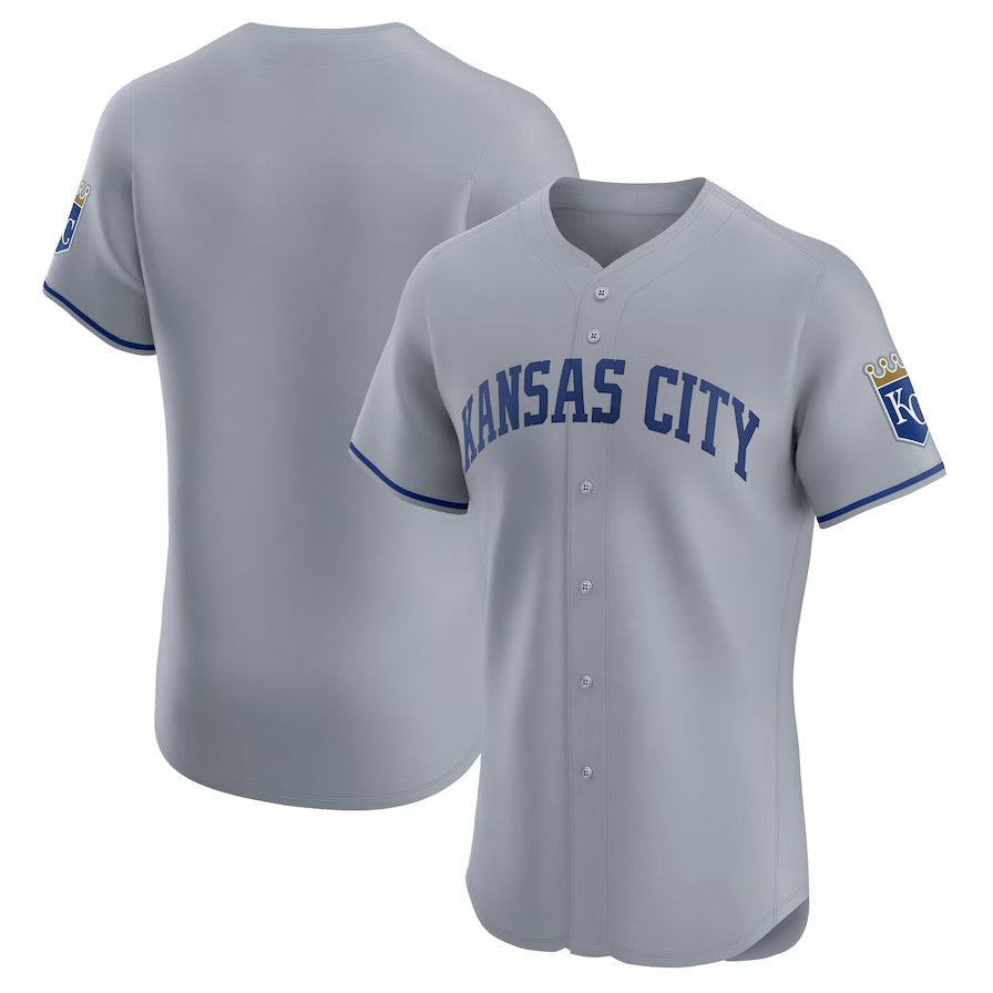 Kansas City Royals Road Vapor Premier Elite Patch Basebal Jersey - Gray