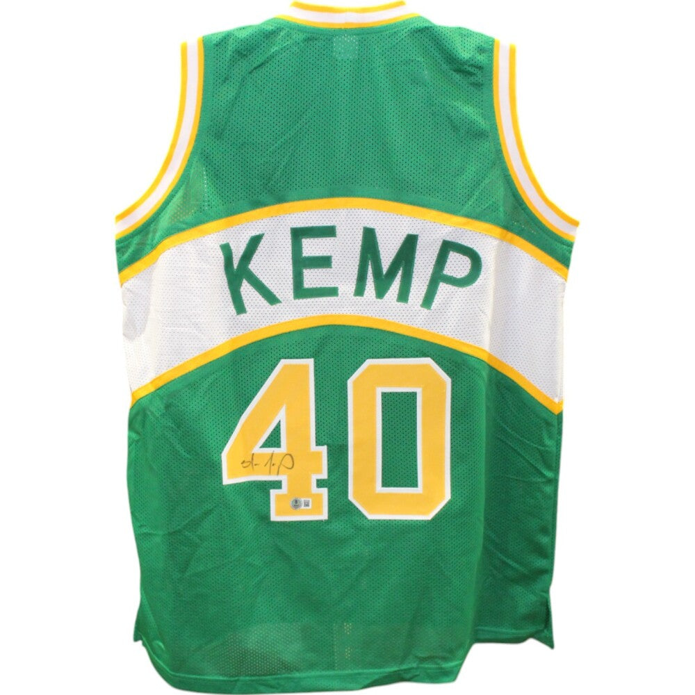 Shawn Kemp Autographed/Signed Replica Pro Style Green  Jersey Beckett Witness 49746