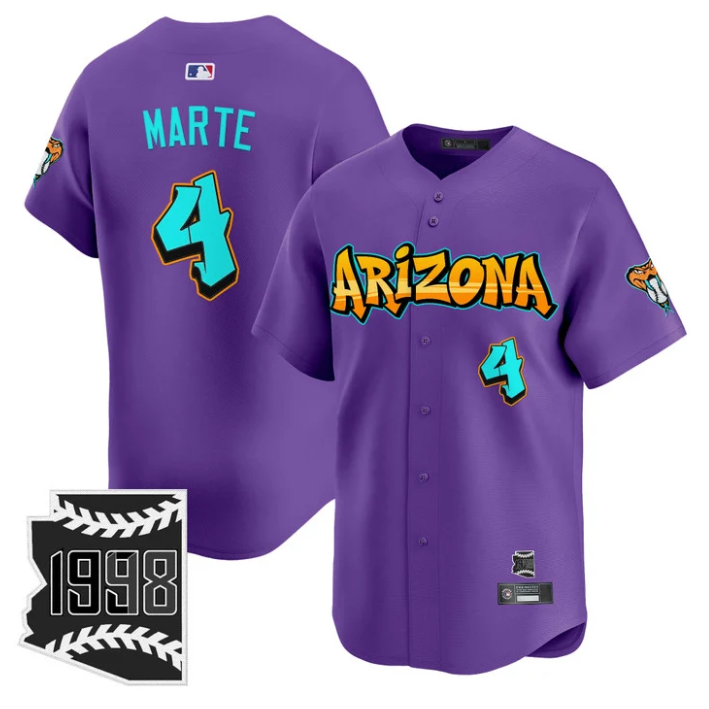 Ketel Marte #4 Arizona Diamondbacks Graffiti Desert Ink Edition Limited Jersey - Purple