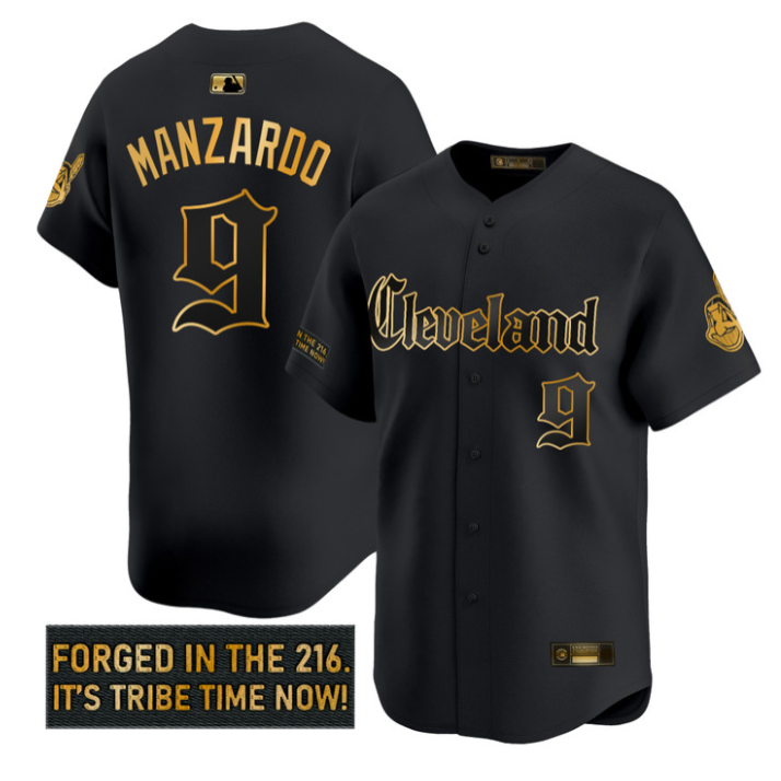 Kyle Manzardo #9 Cleveland Indians Gothic Iron Edition Limited Jersey