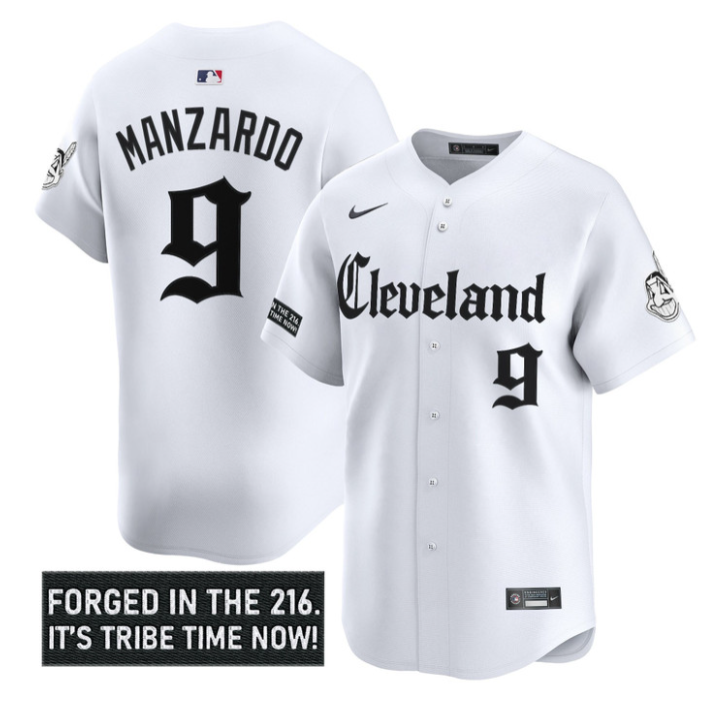 Kyle Manzardo #9 Cleveland Indians Gothic Iron Edition Limited Jersey - White