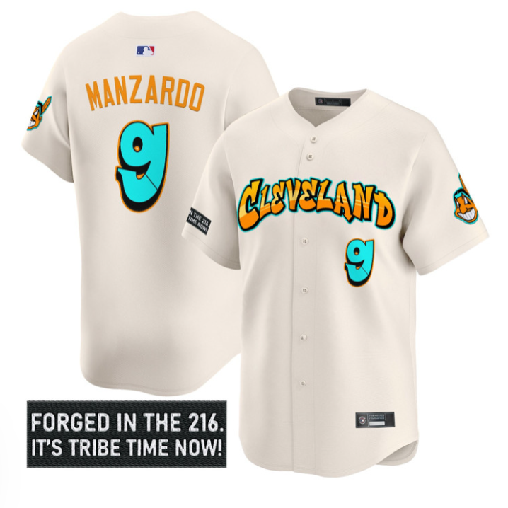 Kyle Manzardo #9 Cleveland Indians Graffiti Ink Edition Limited Jersey - Cream