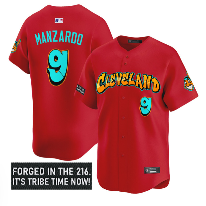 Kyle Manzardo #9 Cleveland Indians Graffiti Ink Edition Limited Jersey - Red