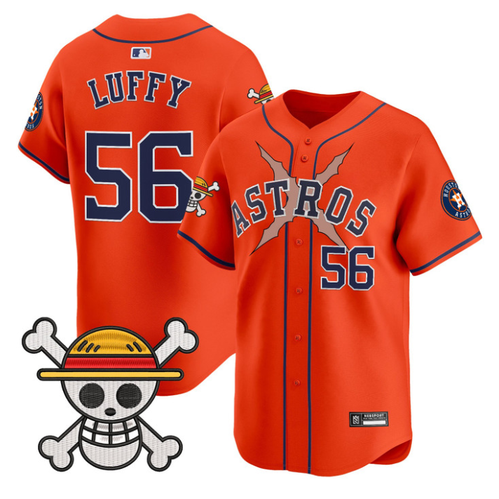 Houston Astros #56 2025 Luffy One Piece Vapor Limited Jersey - Orange
