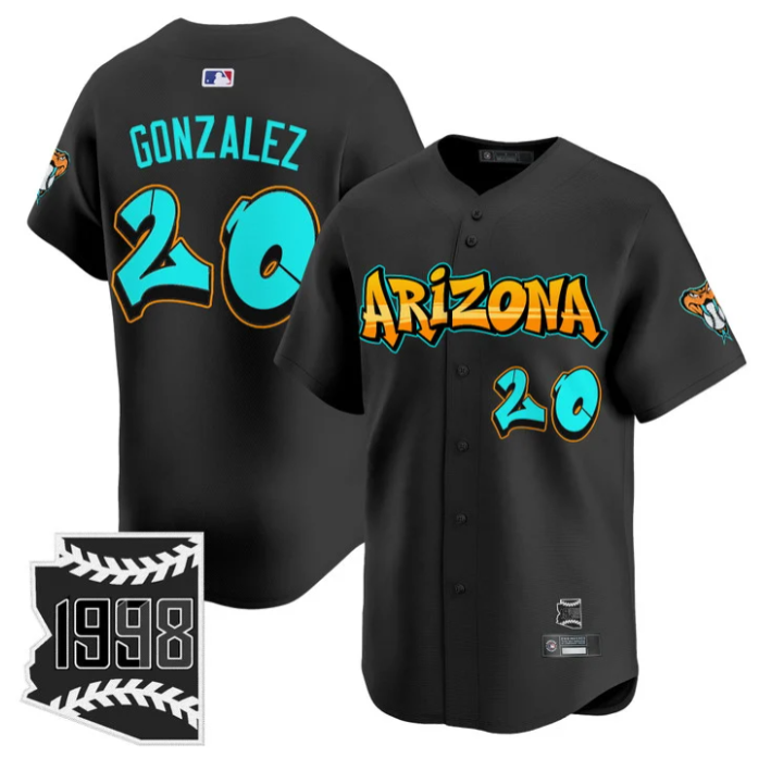 Luis Gonzalez #20 Arizona Diamondbacks Graffiti Desert Ink Edition Limited Jersey - Black