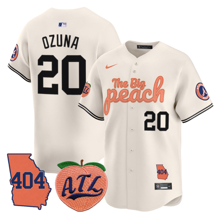 Marcell Ozuna #20 Atlanta Braves Big Peach Premier Limited Stit Jersey