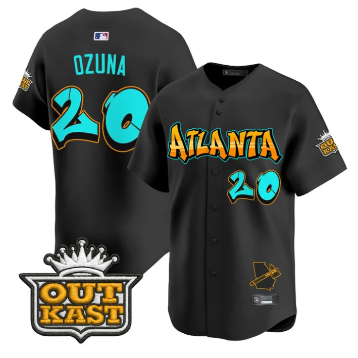 Marcell Ozuna #20 Atlanta Braves Graffiti A-Town Edition Limited Jersey - Black