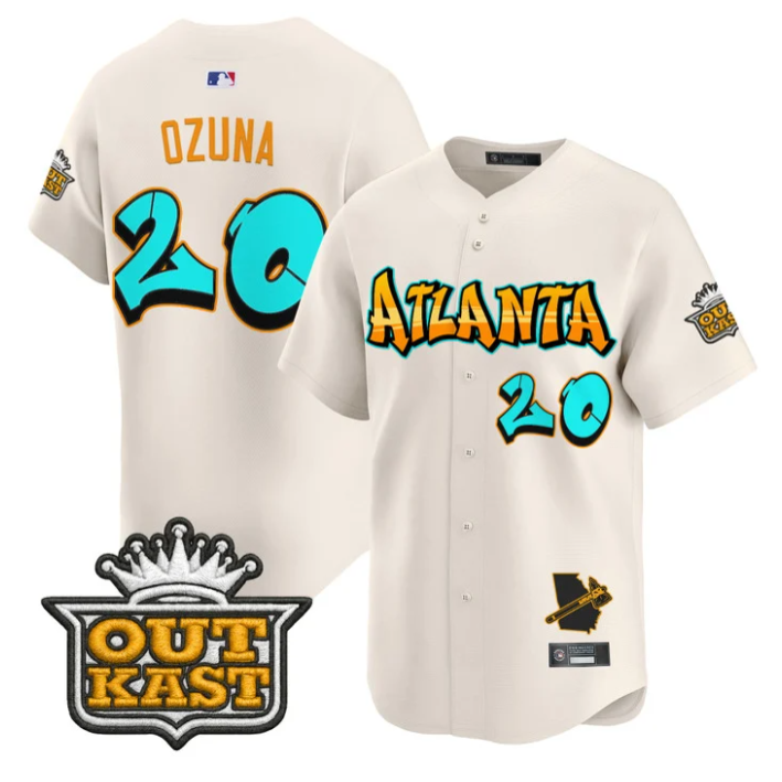 Marcell Ozuna #20 Atlanta Braves Graffiti A-Town Edition Limited Jersey - Cream