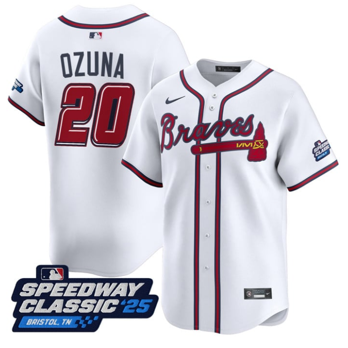 Marcell Ozuna #20 Atlanta Braves Speedway Classic Limited Jersey - White