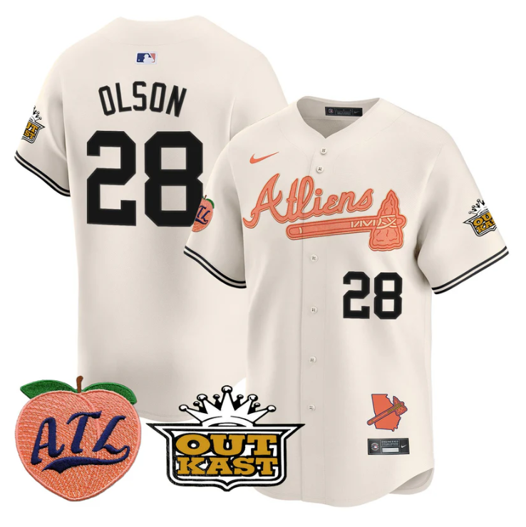 Matt Olson #28 Atlanta Braves Atliens Peach Vapor Premier Limited Stitche Jersey