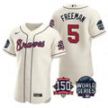 Freddie Freeman #5 Atlanta Braves Men 2021 World Series 150Th Anniversary Patch Limited Baseball Jersey - Cream