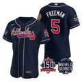 Freddie Freeman #5 Atlanta Braves Men 2021 World Series 150Th Anniversary Patch Limited Baseball Jersey - Navy