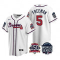 Freddie Freeman #5 Atlanta Braves Men 2021 World Series 150Th Anniversary Patch Limited Cool Base Jersey - White