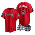 Eddie Rosario #8 Atlanta Braves Men 2021 World Series 150Th Anniversary Patch Limited Cool Base Jersey - Red