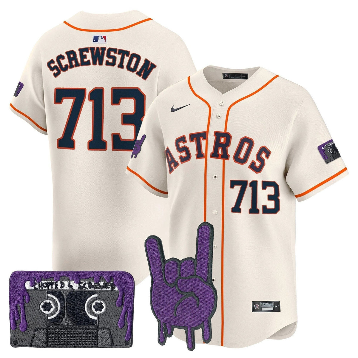 Dj Screw #71 Houston Astros Men Patch Vapor Premier Limited Jersey