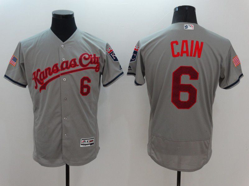 Kansas City Royals #6 Men 2022 Cain Elite Jersey - Grey