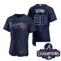 Marcell Ozuna #20 Atlanta Braves Nike Men 2021 Alternate Baseball Champions Patch Limited Jersey - Blue