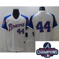 Hank Aaron #44 Atlanta Braves Nike Men 2021 Authentic Cool Base Champions Patch Jersey - White
