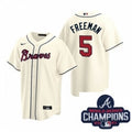 Freddie Freeman #5 Atlanta Braves Nike Men 2021 Alternate Baseball Champions Patch Limited Jersey - Cream