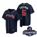 Freddie Freeman #5 Atlanta Braves Nike Men 2021 Alternate Baseball Champions Patch Limited Jersey - Navy