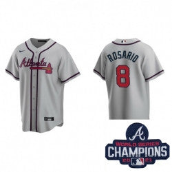 Eddie Rosario #8 Atlanta Braves Nike Men 2021 Alternate Baseball Champions Patch Limited Jersey - Gray