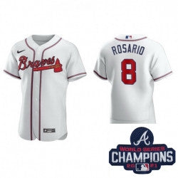 Eddie Rosario #8 Atlanta Braves Nike Men 2021 Alternate Baseball Champions Patch Limited Jersey - White