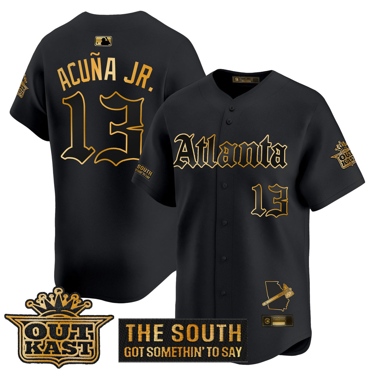 Atlanta Braves Men Gothic South X Outkast Edition Vapor Premier Limited Jersey - Gold
