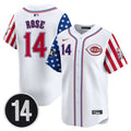 Independence Day V Cincinnati Reds Men 2025 Apor Premier Pete Rose Patch Limited Jersey