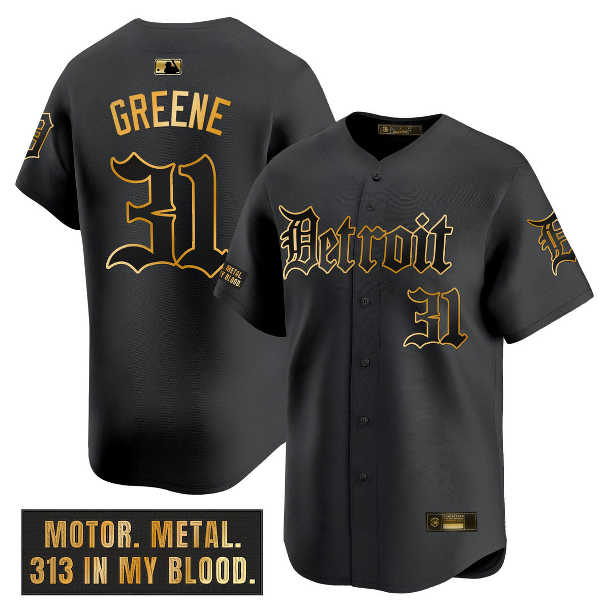 Motor Gothic #00 Detroit Tigers Men Edition Vapor Premier Limited Jersey - Gold