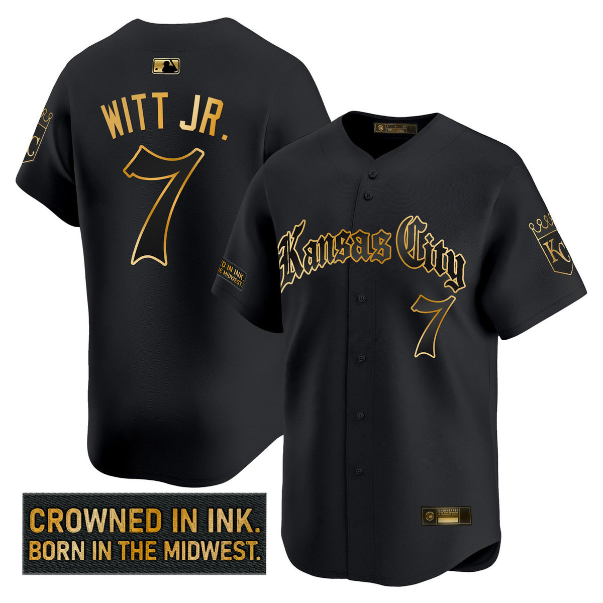Gothic Crown #00 Kansas City Royals Men Edition Vapor Premier Limited Jersey - Gold