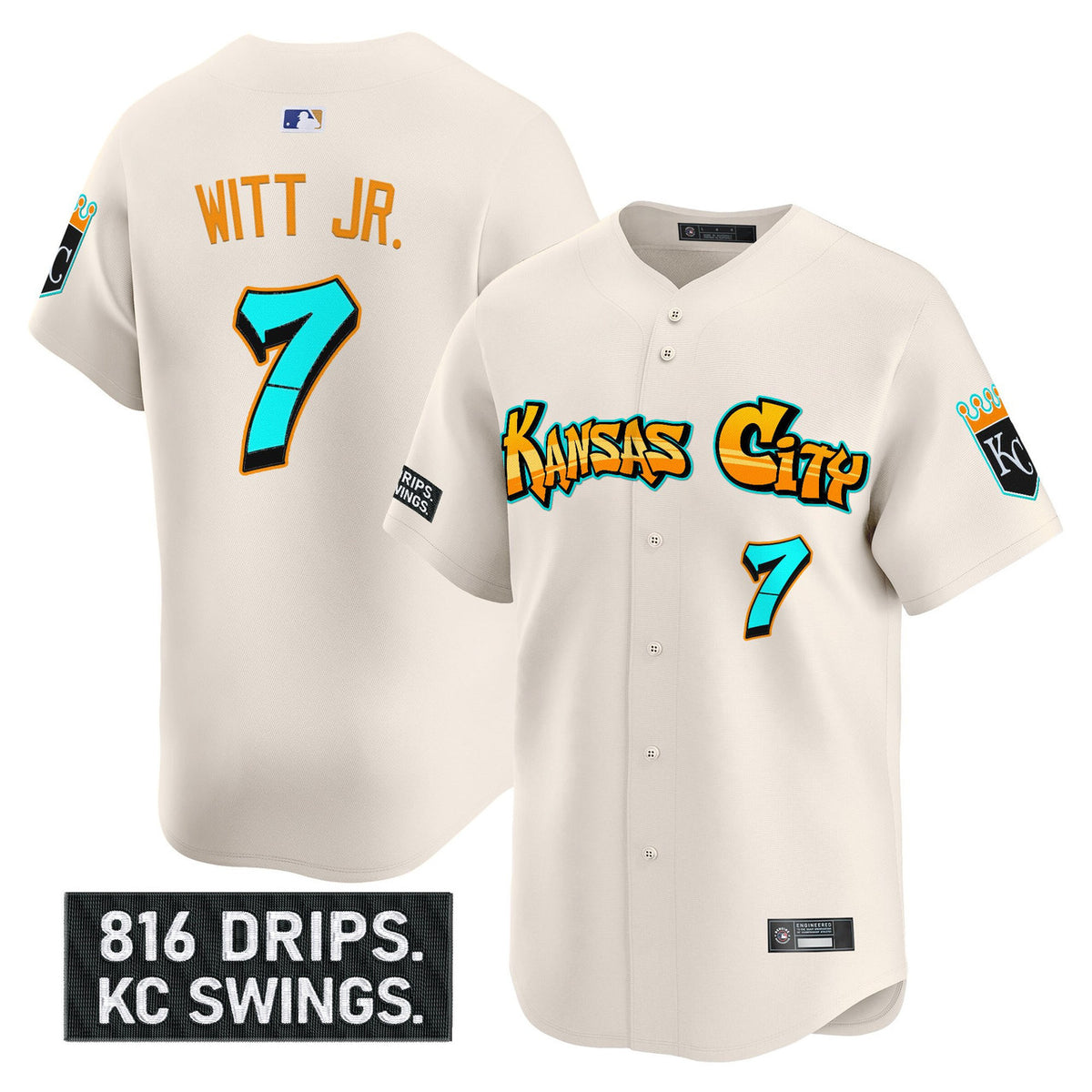 Kansas City Royals Men Graffiti Crown Drop Edition Vapor Premier Limited Jersey